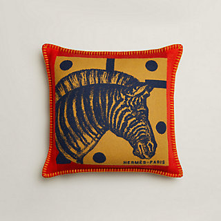 クッション 《ゼブラ・ジグザグ》 - マロン | Hermès - エルメス-公式